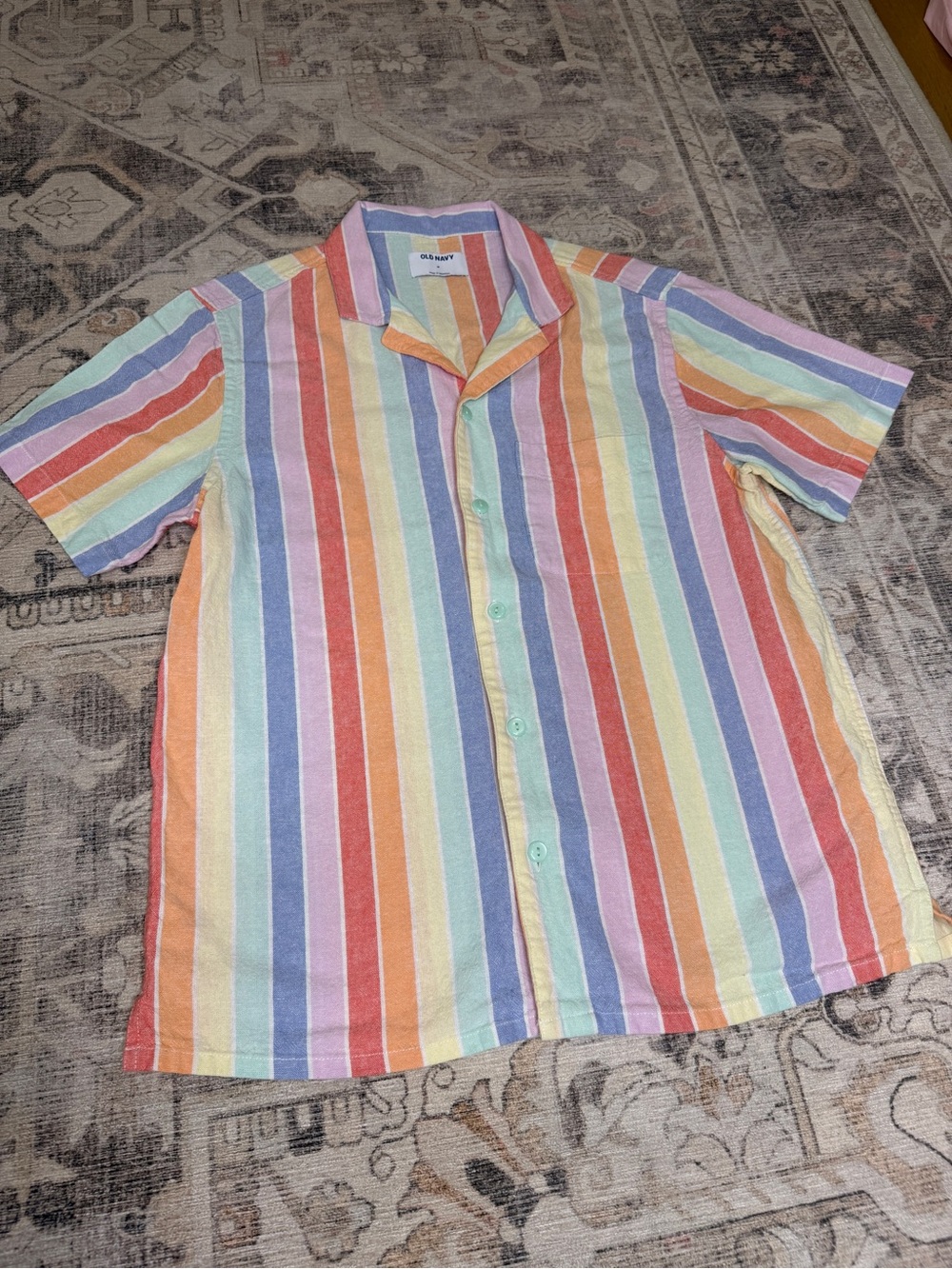 Old Navy Multicolor Striped Camp Shirt